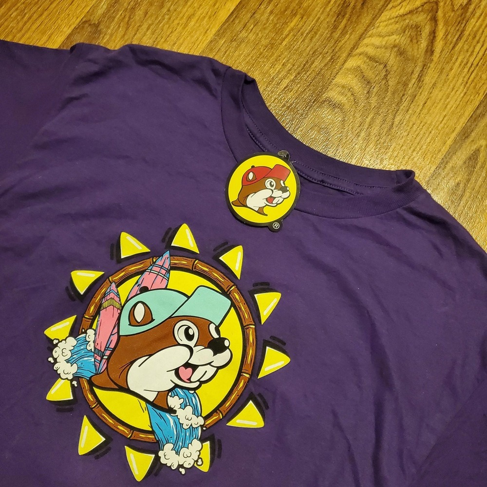 Buc-ee's Shirt Mens Medium Purple Did Somebody Say Surf Sun‎ Summer Graphic Tee